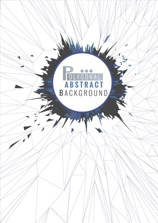 Abstract polygonal wireframe breaking and shatter background with blank space for subject on white color.のイラスト素材