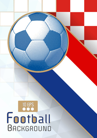 Engraving soccer ball and shadow space illustration with  triangular element and color stripe in Croatia theme backgroundのイラスト素材