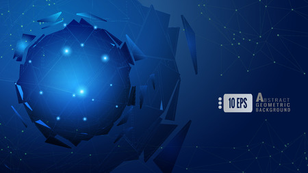 Polygonal abstract triangle sphere wireframe combination on blue background graphic templateのイラスト素材