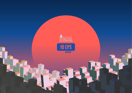 Abstract city town building in evening mood with the sunset and space layout for textのイラスト素材