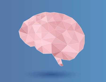 Low poly vector brain illustration for graphic design on blue backgroundのイラスト素材