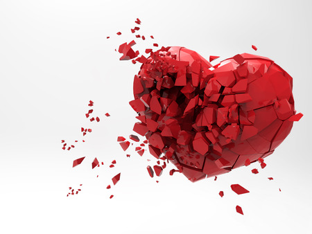 3D Broken heart rendering illustration isolated on white background with clipping path for use on any backdropの写真素材