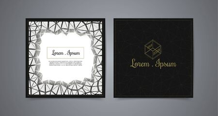 Polygonal frame with papercut effect for text copy message and multi purpose design in square artwork template front and back setのイラスト素材