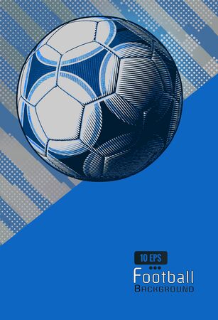 Vintage soccer football on dynamic background template layout artwork in blue color schemeのイラスト素材