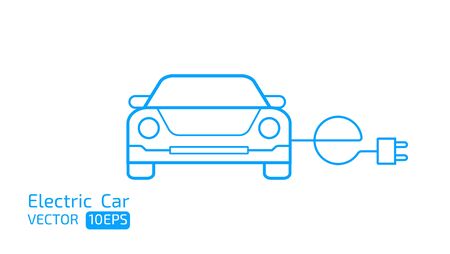 Sports electric car sign and symbol blue line icon concept illustration isolated on white backgroundのイラスト素材