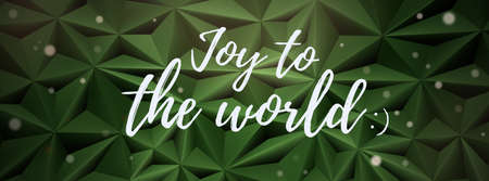 Joy to the world calligraphy greeting text on green abstract triangular with snow and lighting mood for christmas event greeting bannerのイラスト素材