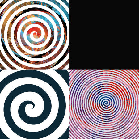 Colorful abstract spiral art pattern template in square background with blank spaceのイラスト素材