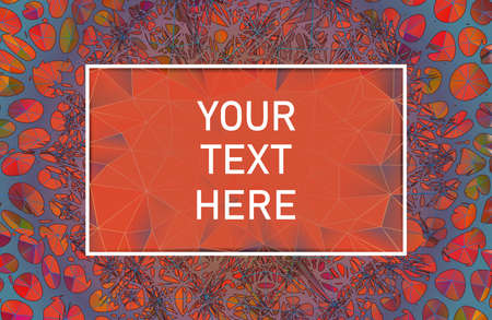 Abstract spikey thorn element on orange polygonal background with blank space frame for text copy