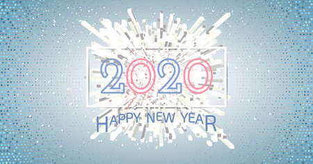 Abstract geometric firework and confetti vector illustration for happy new year celebration 2020 on...