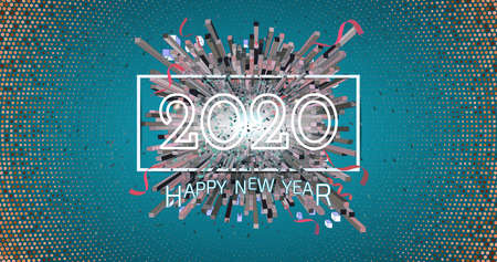 Abstract colorful geometric firework and confetti vector illustration for happy new year celebration...