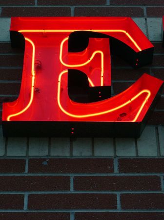 Neon Uppercase Eの写真素材