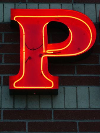 Neon Uppercase Pの写真素材