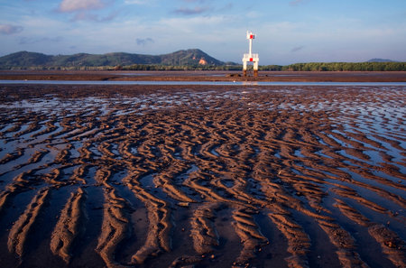 sand formation at he beachの写真素材