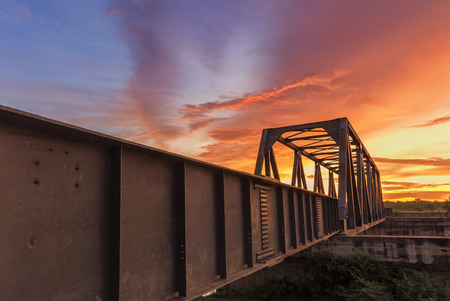 Railway Bridge at Sunsetの写真素材