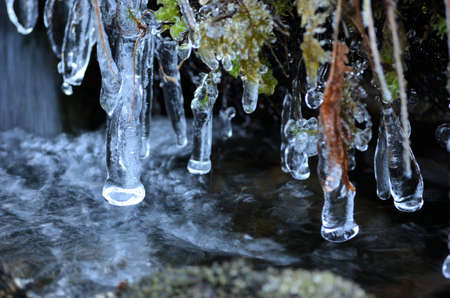 icicles by the streamの写真素材