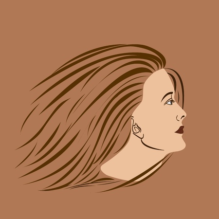 graphic side-view portrait of attractive woman.のイラスト素材