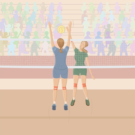 graphic arts, illustration of female/girl volleyball players.のイラスト素材