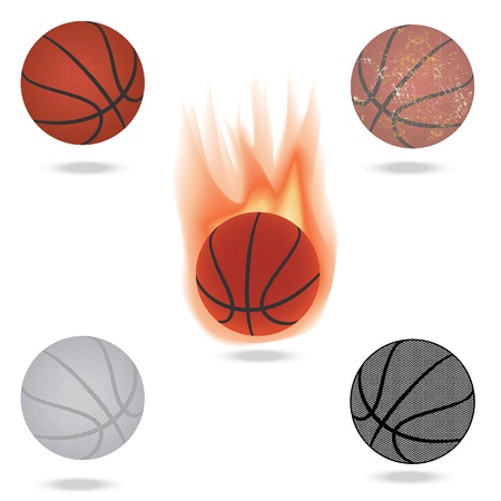 illustration of highly rendered basketballs, isolated in white background.のイラスト素材