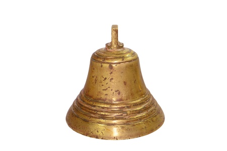 closeup image of a vintage brass bell の写真素材