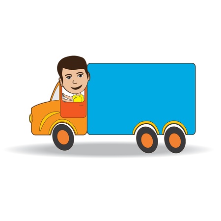 Illustration of a truck driver isolated in white background.のイラスト素材