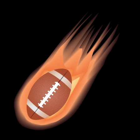 illustration of highly rendered fire effect football, isolated in black background.  のイラスト素材