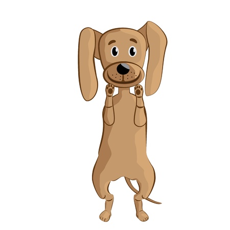 illustration of a funny cheerful dog, standing, doing tricks. isolated in white background.のイラスト素材