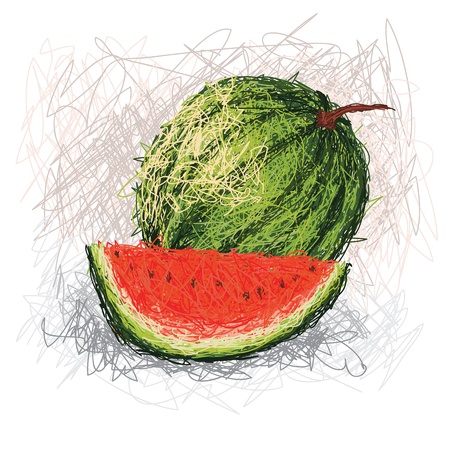 closeup illustration of a fresh watermelon fruit.のイラスト素材