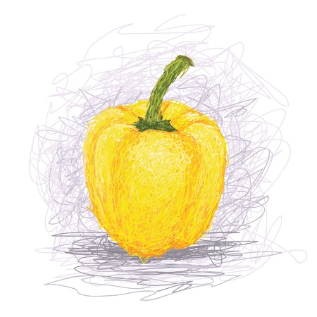 closeup illustration of a fresh yellow bell pepper vegetable.のイラスト素材
