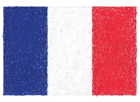 hand drawn illustration of flag of Franceのイラスト素材