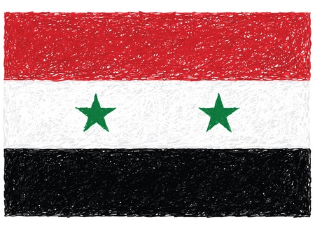 hand drawn illustration of flag of Syriaのイラスト素材