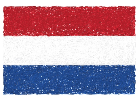 hand drawn illustration of flag of Netherlandsのイラスト素材