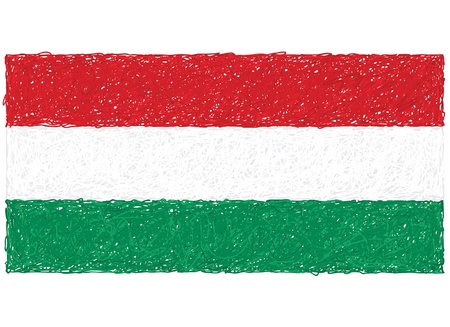 hand drawn illustration of flag of Hungaryのイラスト素材