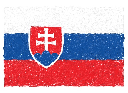 hand drawn illustration of flag of Slovakiaのイラスト素材