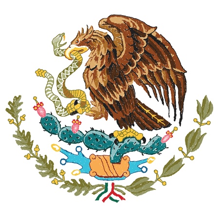 hand drawn illustration of Mexico coat of arms.のイラスト素材