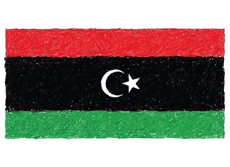 hand drawn illustration of flag of libyaのイラスト素材