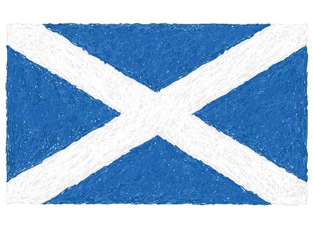 hand drawn illustration of flag of Scotlandのイラスト素材