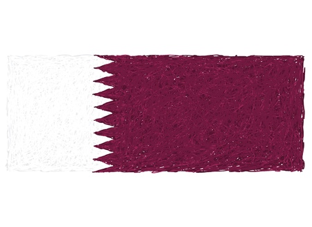 hand drawn illustration of flag of qatarのイラスト素材