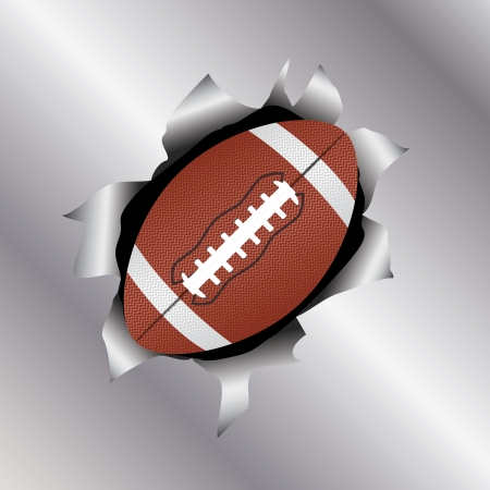 illustration of a football bursting trough a metal sheet effects.  のイラスト素材
