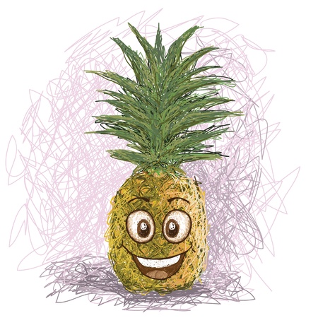 happy yellow pineapple cartoon character smiling   のイラスト素材