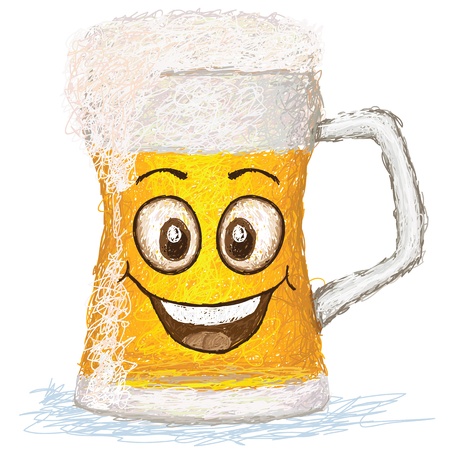 happy mug of beer cartoon character smiling   のイラスト素材