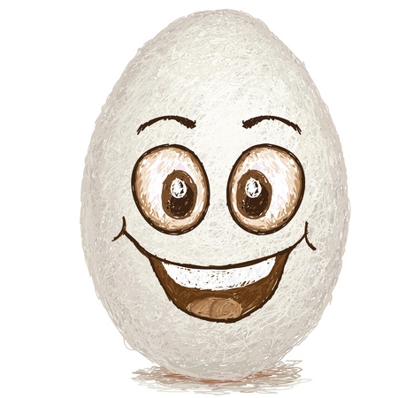 happy white egg cartoon character smiling   のイラスト素材