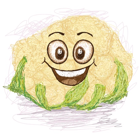 happy cauliflower vegetable cartoon character smiling   のイラスト素材