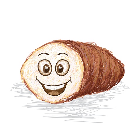 happy taro roots cartoon character smiling   のイラスト素材