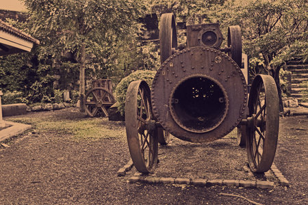 old rusty broken steam engineの写真素材