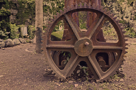 vintage rusty huge cogwheel, gear.の写真素材