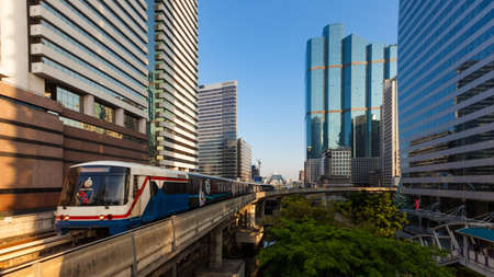 sky train and building in bangkok