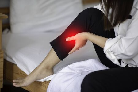 woman have a Calf leg pain and muscle leg pain,Healthcare conceptの写真素材
