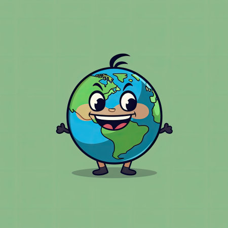 cute earth planet cartoon over green background. colorful design.の素材