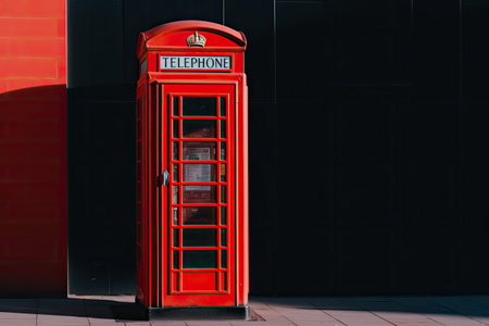Red telephone box in London, UK. Traditional British telephone booth.の素材
