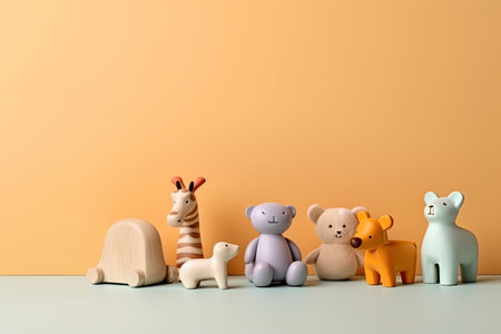 Children's toys on a pastel background. A place for text.の素材